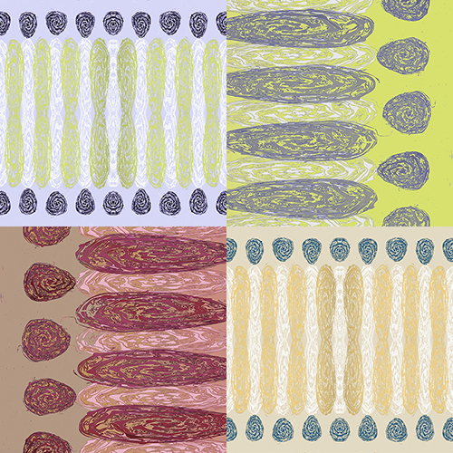 A 4-up grid of 2014 textile design