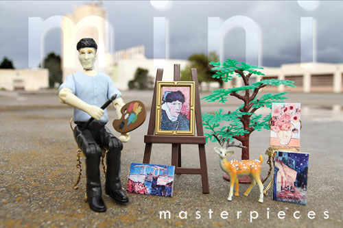 postcard image of Van Gogh Doll with painting on easel